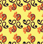 Oriental Sixties - Orientalische Musterdesigns mit einem Touch Sixties • Trends • Designtapeten • Berlintapete • Gelbes Paisley Vektordesign (Nr. 13667)