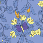 Blätter - Vektor Ornamente mit Blatt-Motiven • Floral • Designtapeten • Berlintapete • Blumenmuster mit Schmetterling (Nr. 14020)