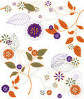 Blätter - Vektor Ornamente mit Blatt-Motiven • Floral • Designtapeten • Berlintapete • Herbstliches Blumenmuster (Nr. 13154)