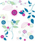 Blätter - Vektor Ornamente mit Blatt-Motiven • Floral • Designtapeten • Berlintapete • Sommerliches Blumenmuster (Nr. 13156)