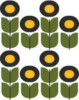 Stilisiert - vereinfachte Blumenmuster • Floral • Designtapeten • Berlintapete • Retro Blumenmuster (Nr. 14692)