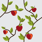 Bäume - Florale Musterdesigns mit Baum Illustrationen • Floral • Designtapeten • Berlintapete • Apfel Rapportmuster (Nr. 14296)