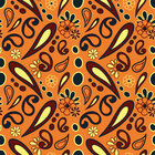 Oriental - Designmuster und Ornamente mit aufwändigen und kunstvollen Verzierungen • Kulturen • Designtapeten • Berlintapete • Oranges Paisley Rapportmuster (Nr. 13662)