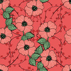 Sommer • Seasonal • Designtapeten • Berlintapete • Rote Blumen mit Blättern (Nr. 14022)